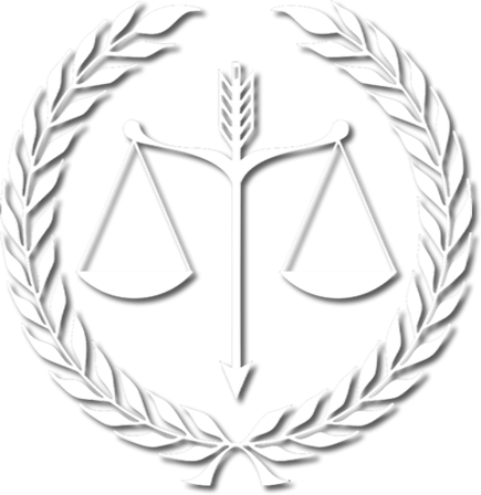 wreath surrounding a justice scale
